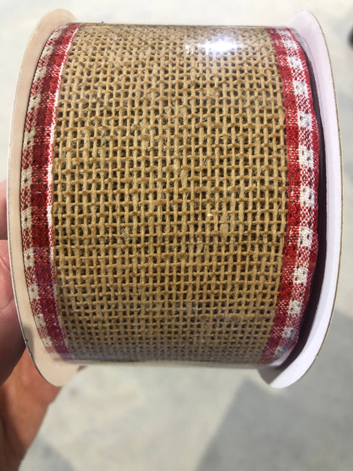 Nat Brlp/Red-Wht Gingham Edg, 2.5X10Y X975540-13 - DecoExchange