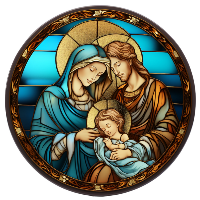 Nativity Sign 3D Religious Decoe-4810 10 Metal Round