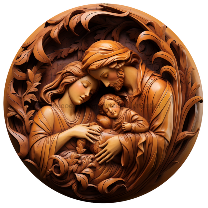 Nativity Sign 3D Religious Decoe-4811 10 Metal Round