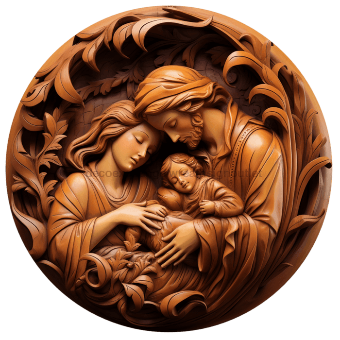 Nativity Sign Religious Decoe-4799 10 Metal Round