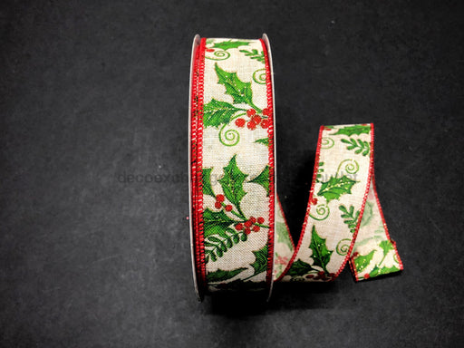 Nat Lin/Holly Berries-Gld Glt 1.5’’X50Y 871-09-230 Ribbon