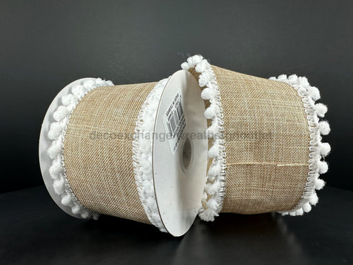 Nat Lin/Wht Puff Embrd Edg 2.5’’X10Y 71353-40-01 Ribbon