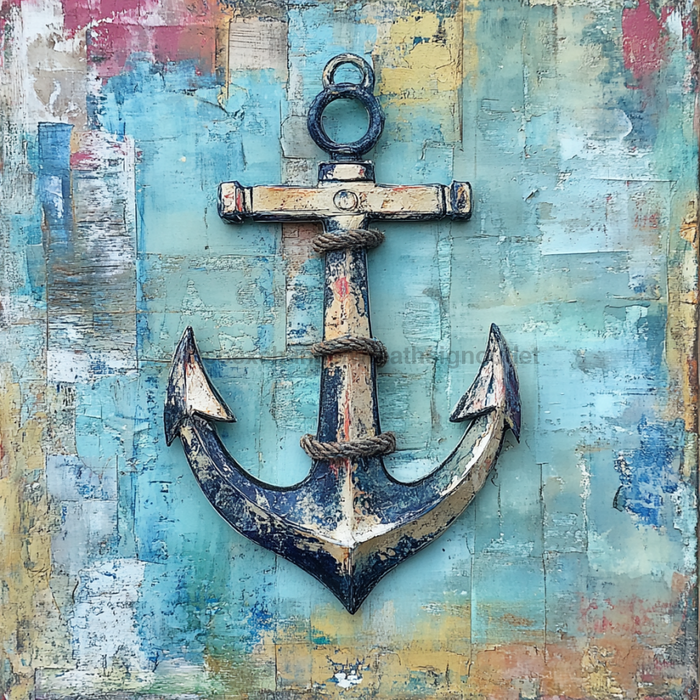 Nautical Sign, Anchor Sign, DCO-02604, Sign For Wreath, 10x10" Metal Sign