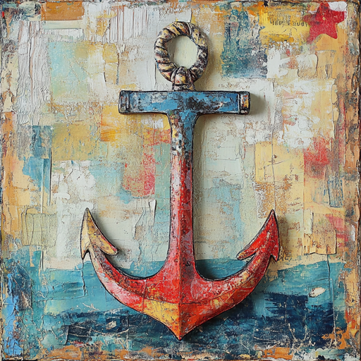 Nautical Sign, Anchor Sign, DCO-02607, Sign For Wreath, 10x10" Metal Sign