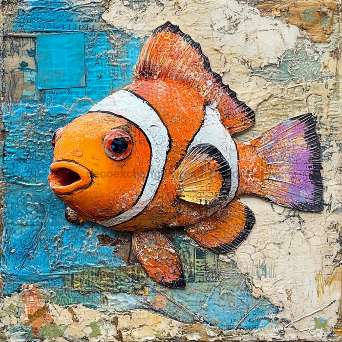 Nautical Sign, Clownfish Sign, DCO-02531, Sign For Wreath, 10x10" Metal Sign