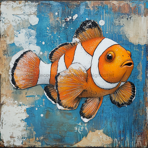 Nautical Sign, Clownfish Sign, DCO-02532, Sign For Wreath, 10x10" Metal Sign