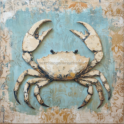 Nautical Sign, Crab Sign, DCO-02540, Sign For Wreath, 10x10" Metal Sign