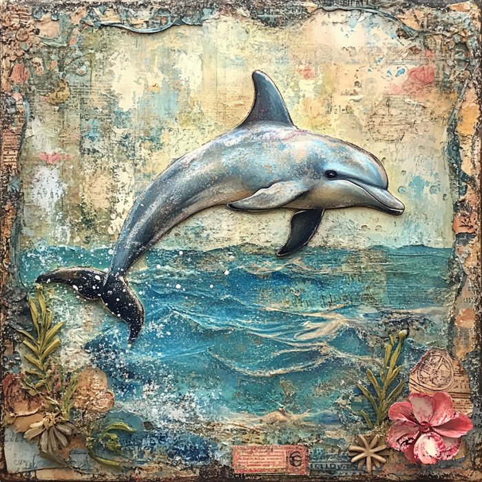 Nautical Sign, Dolphin Sign, DCO-02545, Sign For Wreath, 10x10" Metal Sign