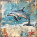 Nautical Sign, Dolphin Sign, DCO-02548, Sign For Wreath, 10x10" Metal Sign
