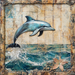 Nautical Sign, Dolphin Sign, DCO-02550, Sign For Wreath, 10x10" Metal Sign