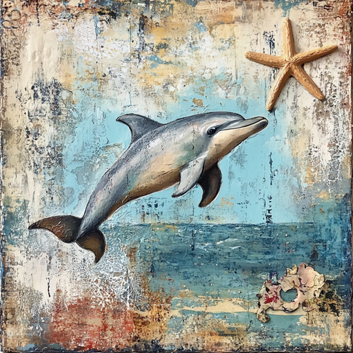 Nautical Sign, Dolphin Sign, DCO-02554, Sign For Wreath, 10x10" Metal Sign