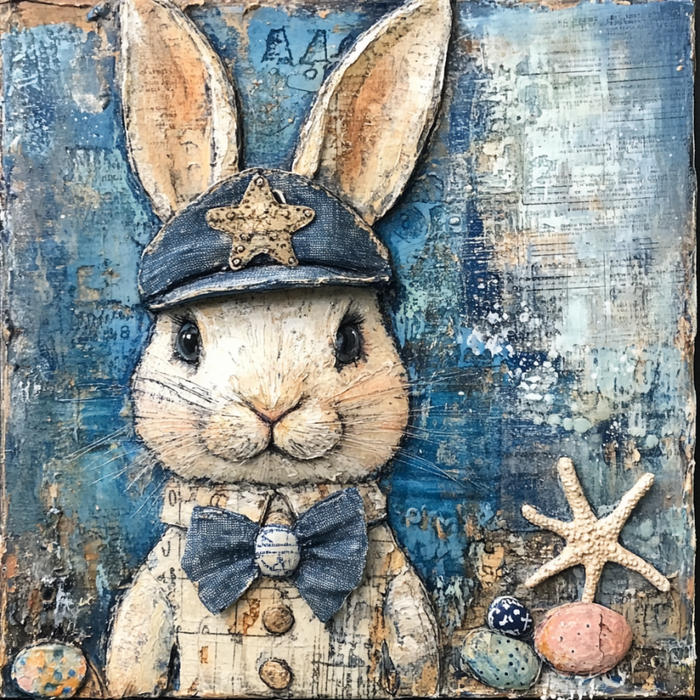 Nautical Sign, Easter, Bunny Sign, DCO-02599, Sign For Wreath, 10x10" Metal Sign