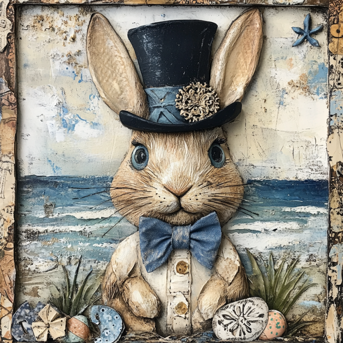 Nautical Sign, Easter, Bunny Sign, DCO-02602, Sign For Wreath, 10x10" Metal Sign