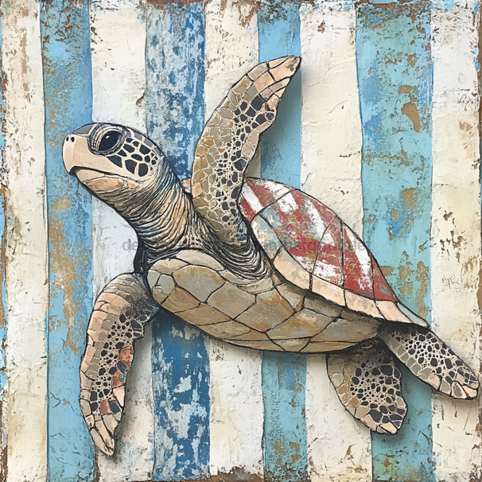 Nautical Sign, Sea Turtle Sign, DCO-02565, Sign For Wreath, 10x10" Metal Sign