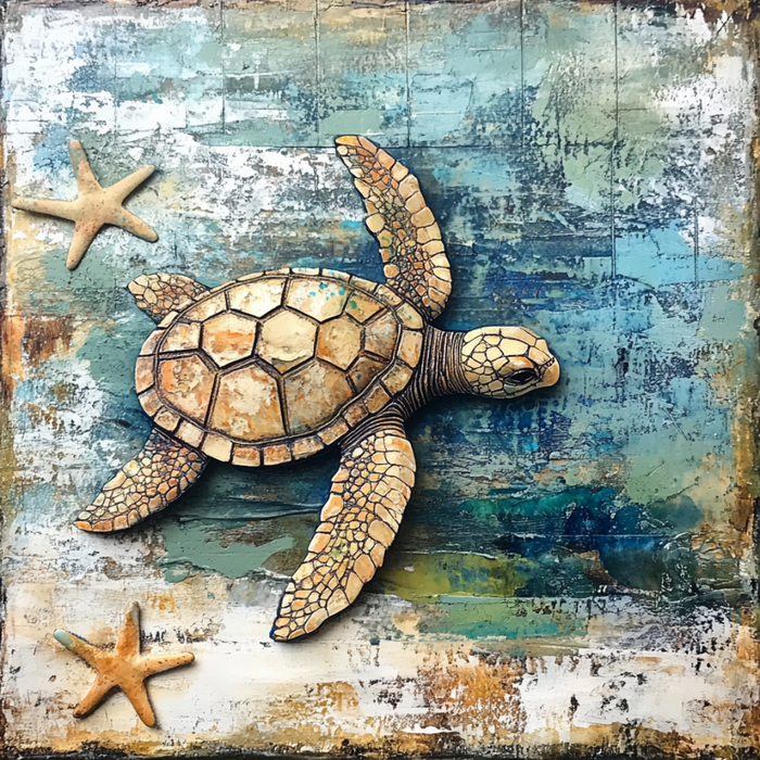 Nautical Sign, Sea Turtle Sign, DCO-02566, Sign For Wreath, 10x10" Metal Sign