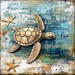 Nautical Sign, Sea Turtle Sign, DCO-02566, Sign For Wreath, 10x10" Metal Sign