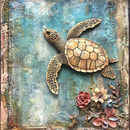 Nautical Sign, Sea Turtle Sign, DCO-02568, Sign For Wreath, 10x10" Metal Sign