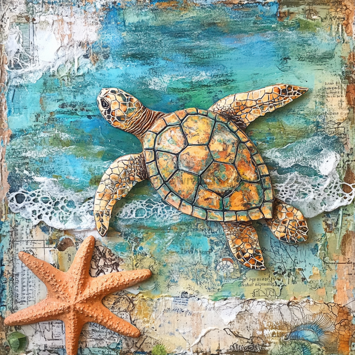 Nautical Sign, Sea Turtle Sign, DCO-02570, Sign For Wreath, 10x10" Metal Sign