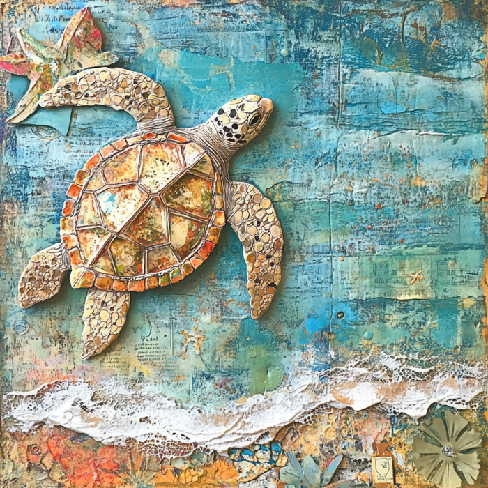 Nautical Sign, Sea Turtle Sign, DCO-02571, Sign For Wreath, 10x10" Metal Sign