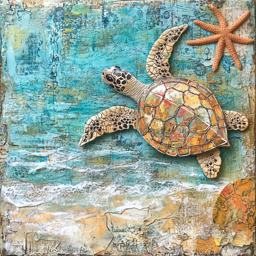Nautical Sign, Sea Turtle Sign, DCO-02573, Sign For Wreath, 10x10" Metal Sign