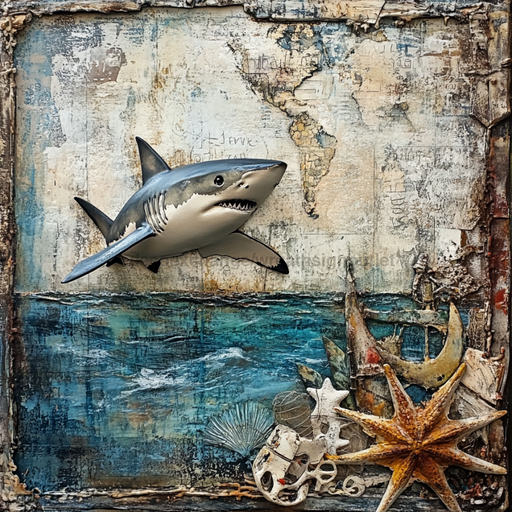 Nautical Sign, Shark Sign, DCO-02578, Sign For Wreath, 10x10" Metal Sign