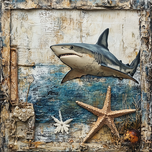 Nautical Sign, Shark Sign, DCO-02579, Sign For Wreath, 10x10" Metal Sign