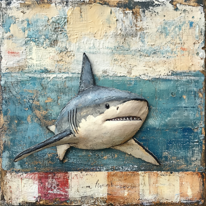 Nautical Sign, Shark Sign, DCO-02587, Sign For Wreath, 10x10" Metal Sign