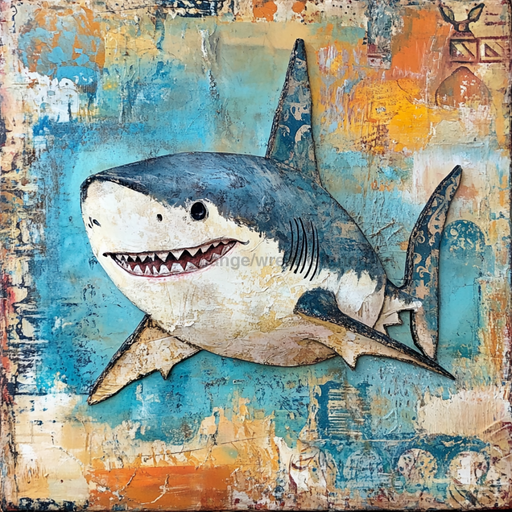 Nautical Sign, Shark Sign, DCO-02588, Sign For Wreath, 10x10" Metal Sign