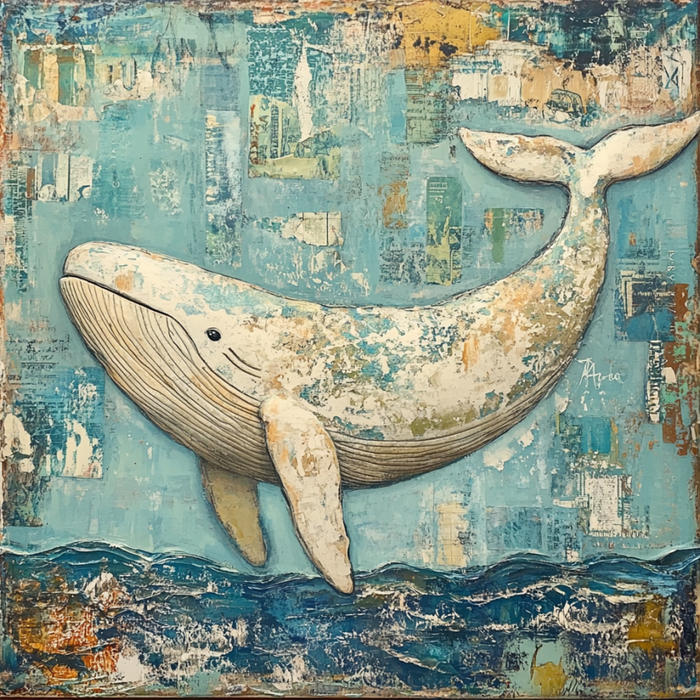 Nautical Sign, Whale Sign, DCO-02593, Sign For Wreath, 10x10" Metal Sign