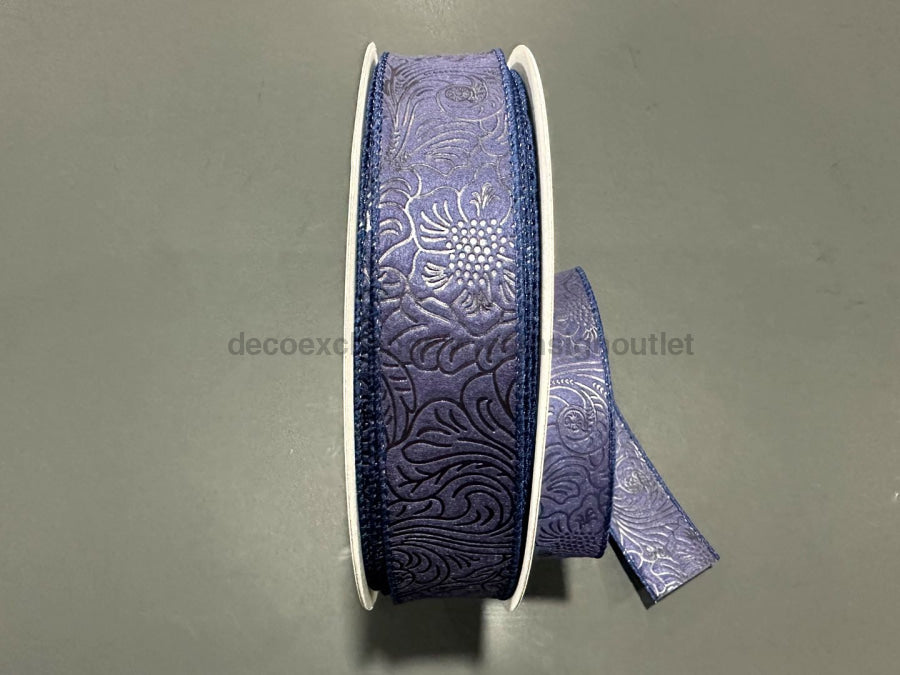 Navy Flower Embossed, 1.5"X50Y 984209-27C - DecoExchange®