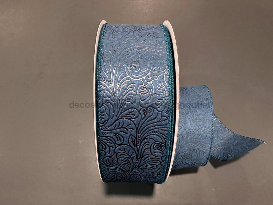 Navy Flower Embossed 2.5’X50Y 984240 - 27C Ribbon