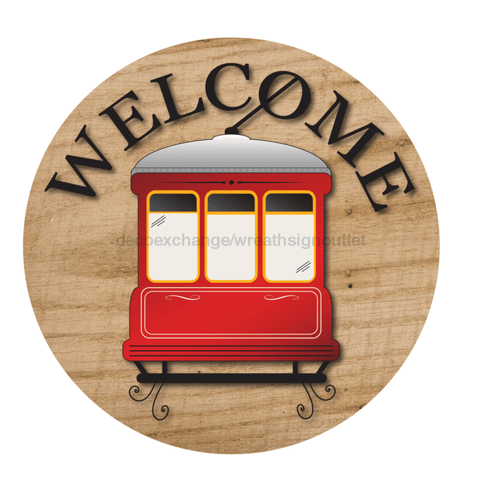 New Orleans Welcome Sign, Trolley Sign, VINYL-DECOE-4066, 10" Vinyl Decal Round