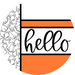 Orange Ghost Door Hanger, Hello Door Hanger, DCO-01957-DH, 18" Round Wood