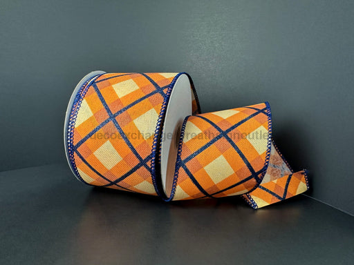 Orange-Rust-Navy Glitter Georgina Plaid 2.5’’X10Y 61501-40-27 Ribbon