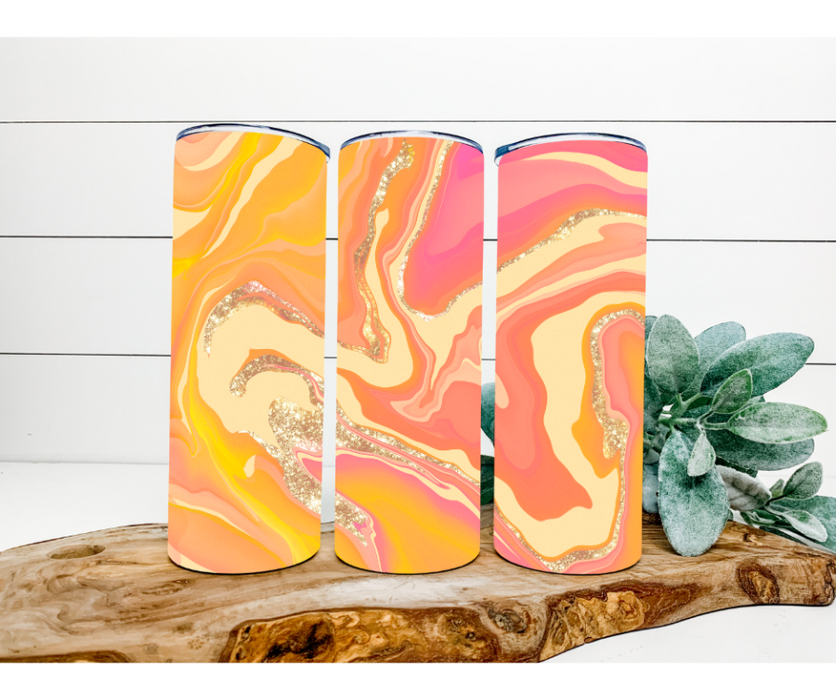 Orange Sherbet Swirl Tumbler, 20 oz Skinny Tumbler DECOETUMBLER-198 - DecoExchange