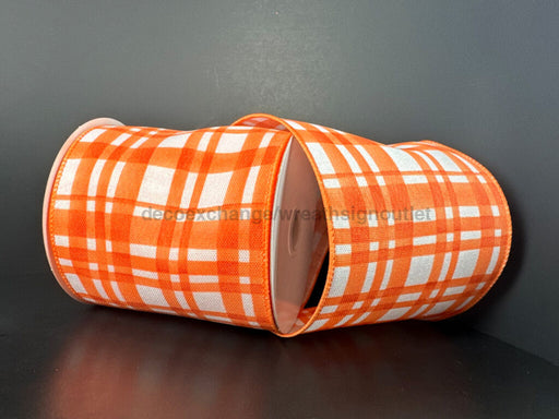 Orange Watercolor Tuttola Plaid 4’’X10Y 41546-04-19 Ribbon