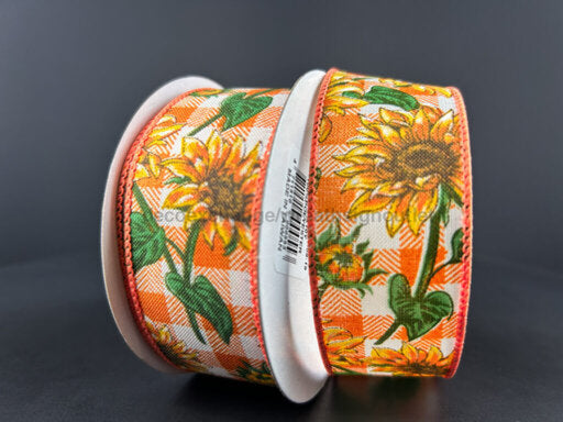 Org-Wht Buff Pld/Wild Sunflwrs 1.5’X10Y 61410-09-19 Ribbon