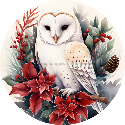Owl Sign Winter Decoe-4685 For Wreath 10 Round Metal