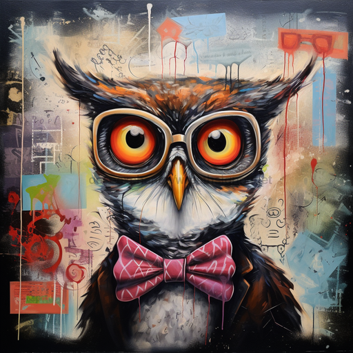 Owl With Glasses Sign Funny Animal Wall Art Dco-01155 For Wreath 10X10 Metal