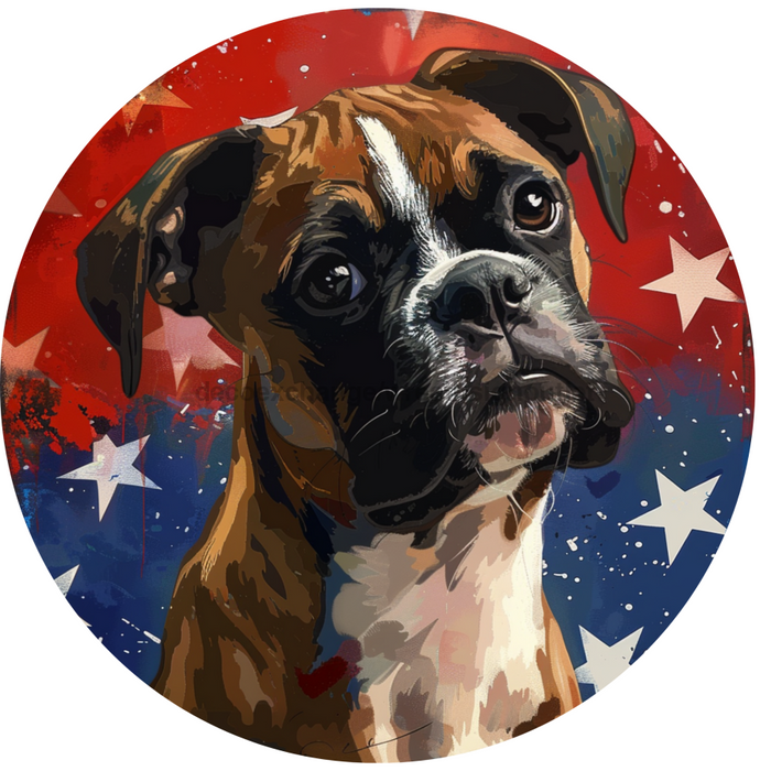 Patriotic Boxer, MB-00009, Sign For Wreath, 10" Metal Sign