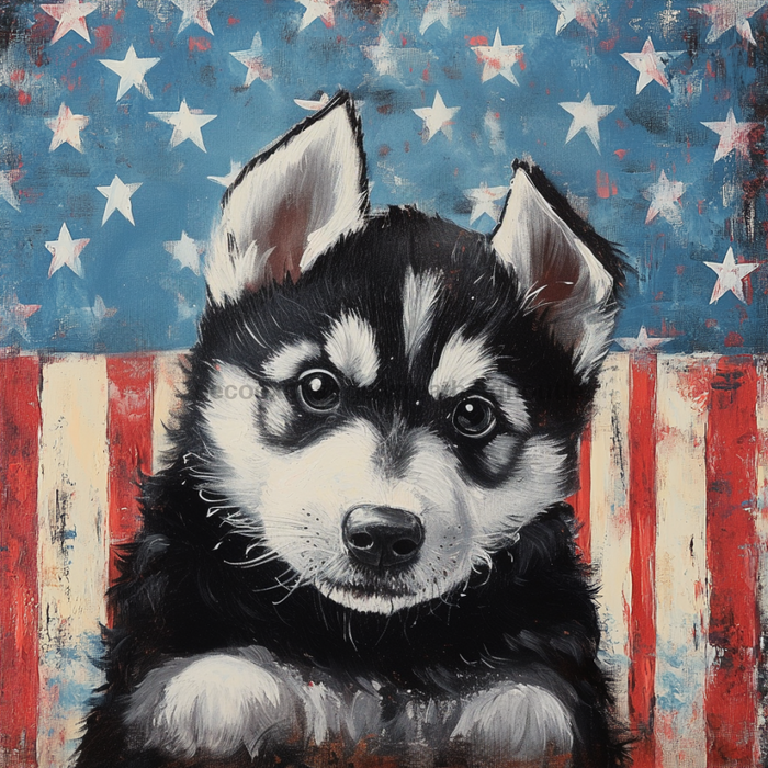 Patriotic Dog Sign, DCO-13350, Sign For Wreath, 10x10" Metal Sign