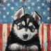 Patriotic Dog Sign, DCO-13350, Sign For Wreath, 10x10" Metal Sign