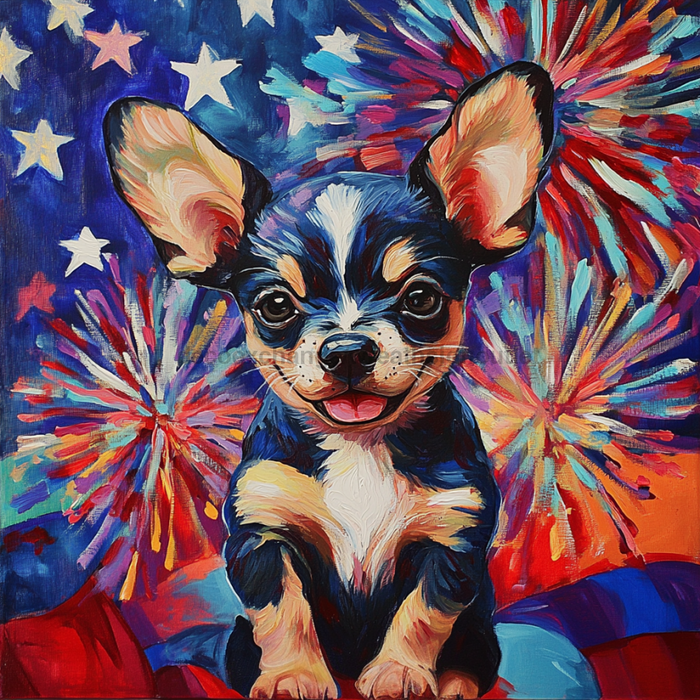Patriotic Dog Sign, DCO-13385, Sign For Wreath, 10x10" Metal Sign
