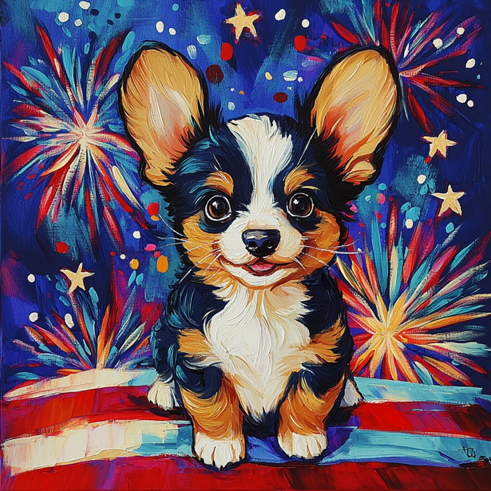 Patriotic Dog Sign, DCO-13393, Sign For Wreath, 10x10" Metal Sign