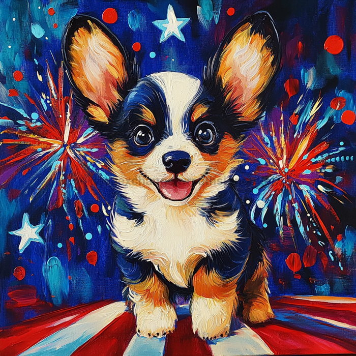 Patriotic Dog Sign, DCO-13402, Sign For Wreath, 10x10" Metal Sign