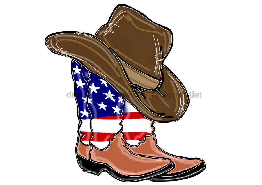 Patriotic Door Hanger Boots Decoe - W - 844 - Dh 22’ Wood