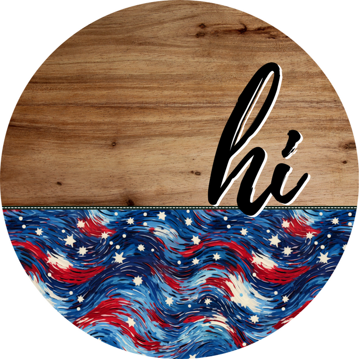 Patriotic Door Hanger Hi Dco - 01488 - Dh 18’ Round Wood