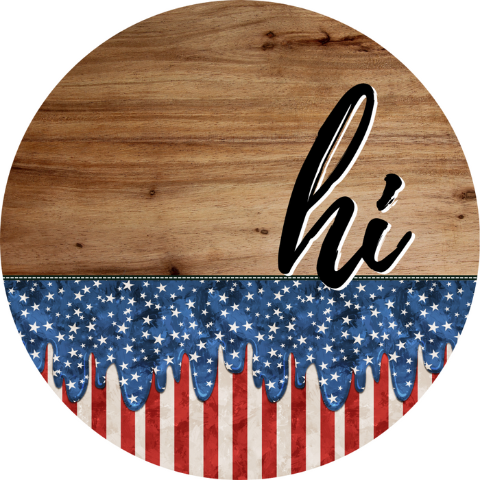 Patriotic Door Hanger Hi Dco - 01495 - Dh 18’ Round Wood