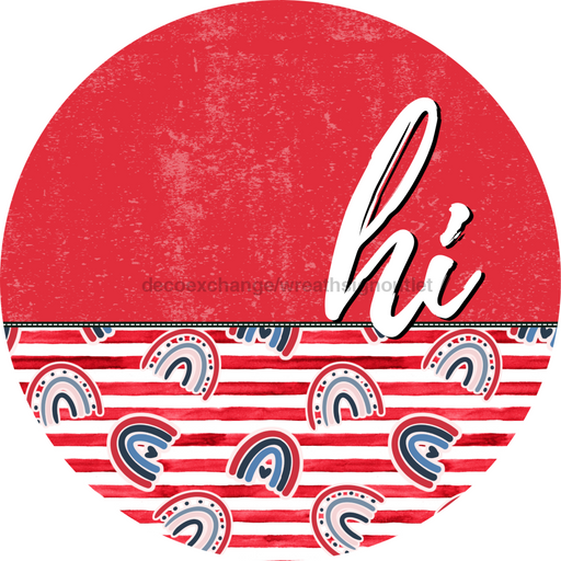 Patriotic Door Hanger Hi Dco - 01543 - Dh 18’ Round Wood