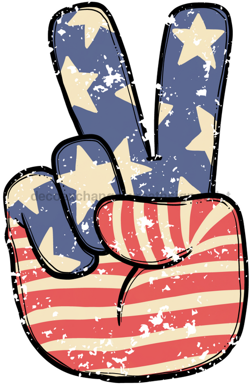 Patriotic Door Hanger Peace Sign Wood Sign Decoe-W-242 22